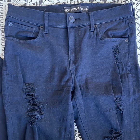 Express Black Distressed Jean Legging Size 6 - Picture 3 of 5